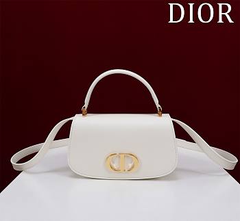 Fortok Dior Medium 30 Montaigne Avenue Top Handle Bag White Ribbed Calfskin 19x8x12cm
