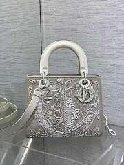 Fortok Dior Lady Heavy-beaded Princess Diana Bag Grey 24cm - 1