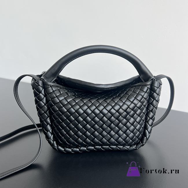 Fortok Bottega Veneta Mini Cobble Top Handle Bag Black 23x11x8cm - 1