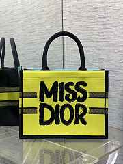 Fortok Dior Book Tote Yellow, Blue and Black Miss Dior Graffiti Embroidery 36x18x28cm - 1