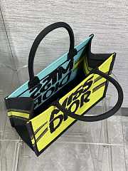 Fortok Dior Book Tote Yellow, Blue and Black Miss Dior Graffiti Embroidery 36x18x28cm - 6