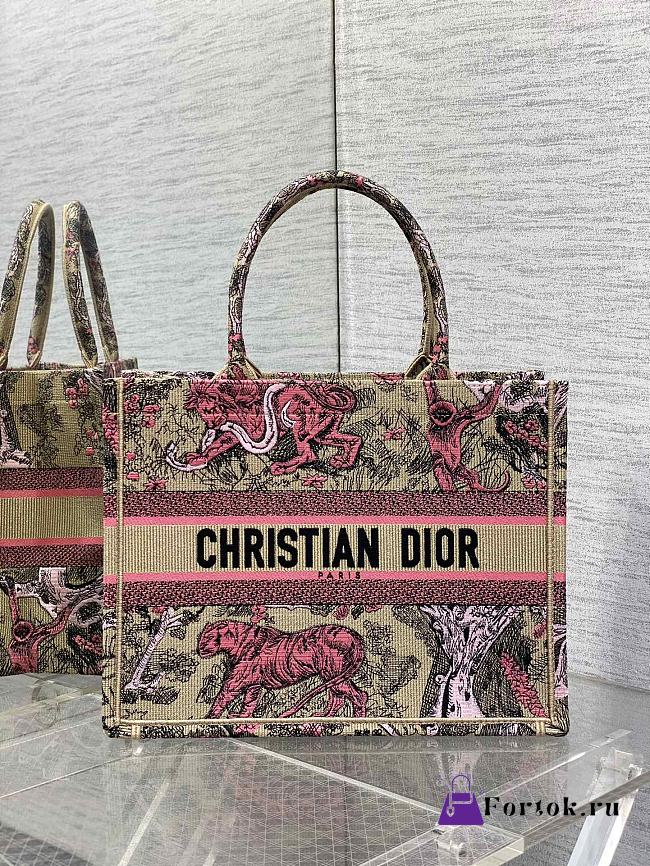 Fortok Dior Medium Dioriviera Book Tote Pink Toile 36x18x28cm - 1