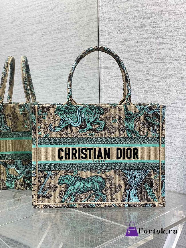 Fortok Dior Medium Dioriviera Book Tote Green Toile 36x18x28cm - 1