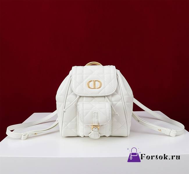 Fortok Dior Caro Backpack White 630286 19.5x18.5x8.5cm - 1