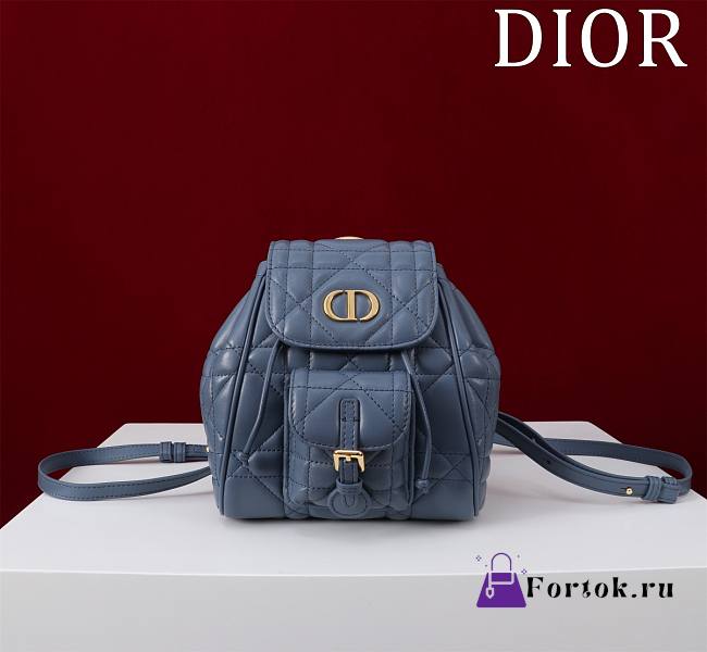 Fortok Dior Caro Backpack Blue 630286 19.5x18.5x8.5cm - 1