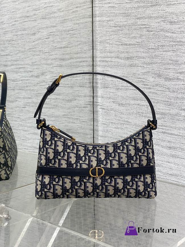 Fortok Dior 30 Montaigne Mini Hobo Shoulder Bag Blue Dior Oblique Jacquard 24x6.5x14cm - 1