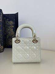 Fortok Dior Lady Bag White Patent Cannage Calfskin 17x7x15cm - 5