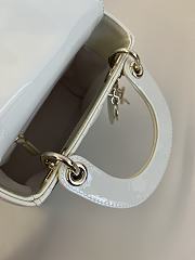 Fortok Dior Lady Bag White Patent Cannage Calfskin 17x7x15cm - 3