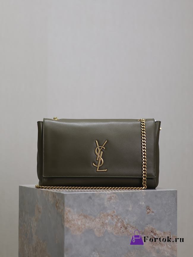 Fortok Saint Laurent Medium Kate Leather/Velvet Dark Green 553804 28.5x20x6cm - 1
