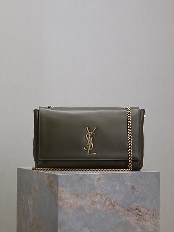 Fortok Saint Laurent Medium Kate Leather/Velvet Dark Green 553804 28.5x20x6cm