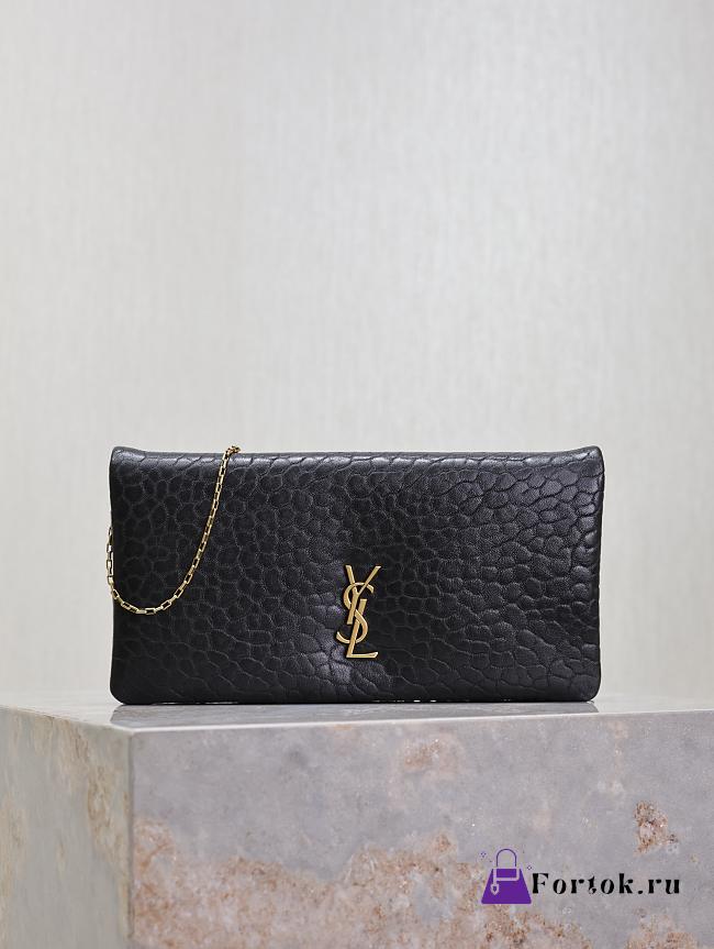 Fortok Saint Laurent Calypso Mini Chain Bag in Black Grained Leather 24x21x3cm - 1