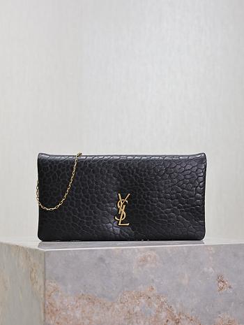 Fortok Saint Laurent Calypso Mini Chain Bag in Black Grained Leather 24x21x3cm