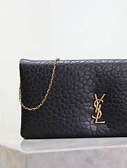 Fortok Saint Laurent Calypso Mini Chain Bag in Black Grained Leather 24x21x3cm - 3