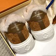 Fortok Louis Vuitton Time Out Trainers Lamb Fur Shearling Sneakers Brown - 3