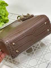 Fortok Dior Lady Mini Bag Crocodile Skin Brown 17x15x7cm - 5