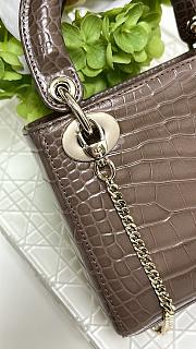 Fortok Dior Lady Mini Bag Crocodile Skin Brown 17x15x7cm - 4