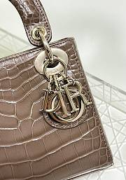 Fortok Dior Lady Mini Bag Crocodile Skin Brown 17x15x7cm - 2