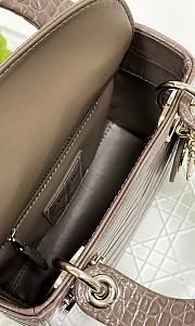 Fortok Dior Lady Mini Bag Crocodile Skin Brown 17x15x7cm - 3