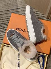 Fortok Louis Vuitton Time Out Trainers Lamb Fur Shearling Sneakers Grey - 4