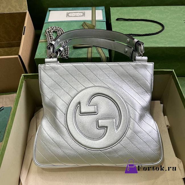 Fortok Gucci Blondie Small Tote Bag Silver 24x30x6cm - 1