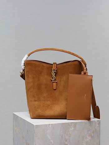 Fortok Saint Laurent Le 37 Bucket Bag Brown Suede 742828 26x20x12cm