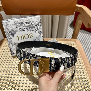 Fortok Dior Saddle Belt Blue Gold CD Buckle 