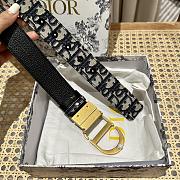 Fortok Dior Saddle Belt Blue Gold CD Buckle  - 4