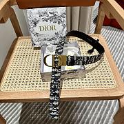 Fortok Dior Saddle Belt Blue Gold CD Buckle  - 3