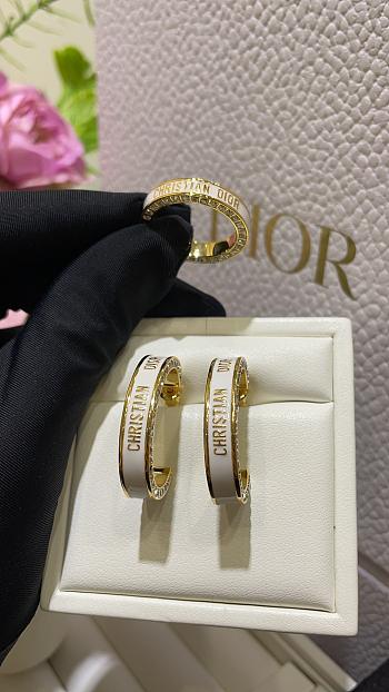Fortok Dior Night Code White Enamel Gold Letter Row Diamond Earrings