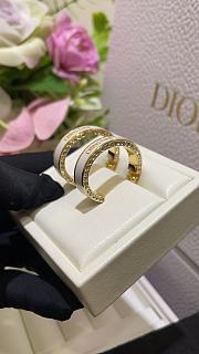 Fortok Dior Night Code White Enamel Gold Letter Row Diamond Earrings - 2