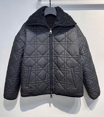 Fortok Dior Reversible Macrocannage Peacoat Black Quilted Technical Taffeta and Fleece