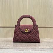Fortok Chanel 24A Kelly Bag Denim Pink Brown 19x13x7cm - 1