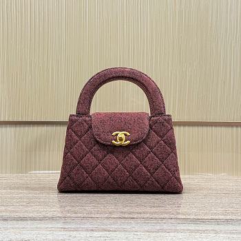 Fortok Chanel 24A Kelly Bag Denim Pink Brown 19x13x7cm