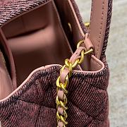 Fortok Chanel 24A Kelly Bag Denim Pink Brown 19x13x7cm - 6