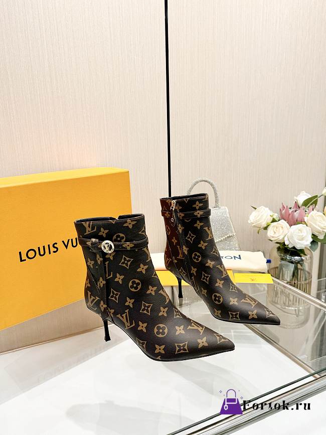 Fortok Louis Vuitton High-Heel Ankle Boots Brown - 1