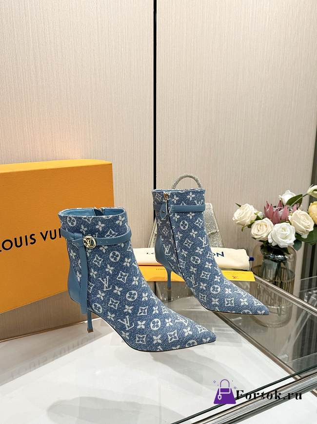 Fortok Louis Vuitton High-Heel Ankle Boots Denim - 1
