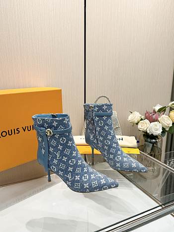 Fortok Louis Vuitton High-Heel Ankle Boots Denim