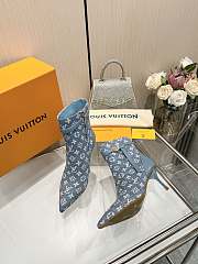 Fortok Louis Vuitton High-Heel Ankle Boots Denim - 6