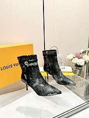 Fortok Louis Vuitton  Cow Paint Leather High-Heel Ankle Boots Black - 1