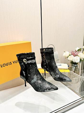 Fortok Louis Vuitton  Cow Paint Leather High-Heel Ankle Boots Black