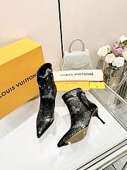 Fortok Louis Vuitton  Cow Paint Leather High-Heel Ankle Boots Black - 3