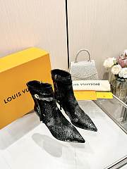 Fortok Louis Vuitton  Cow Paint Leather High-Heel Ankle Boots Black - 5