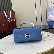 Fortok Gucci GG Milano Mini Top Handle Bag Blue GG Puffy Leather 806017 21x12.5x4.6cm - 1