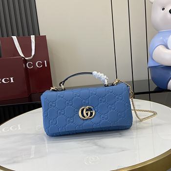 Fortok Gucci GG Milano Mini Top Handle Bag Blue GG Puffy Leather 806017 21x12.5x4.6cm