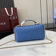 Fortok Gucci GG Milano Mini Top Handle Bag Blue GG Puffy Leather 806017 21x12.5x4.6cm - 6