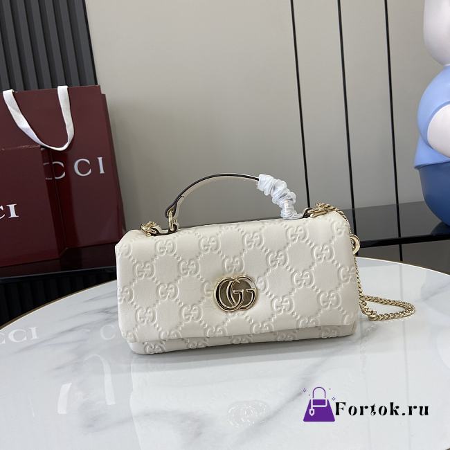 Fortok Gucci GG Milano Mini Top Handle Bag White GG Puffy Leather 806017 21x12.5x4.6cm - 1