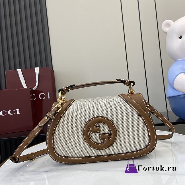 Fortok Gucci Blondie Small Top Handle Bag Beige Canvas 815714 27x17x7cm - 1