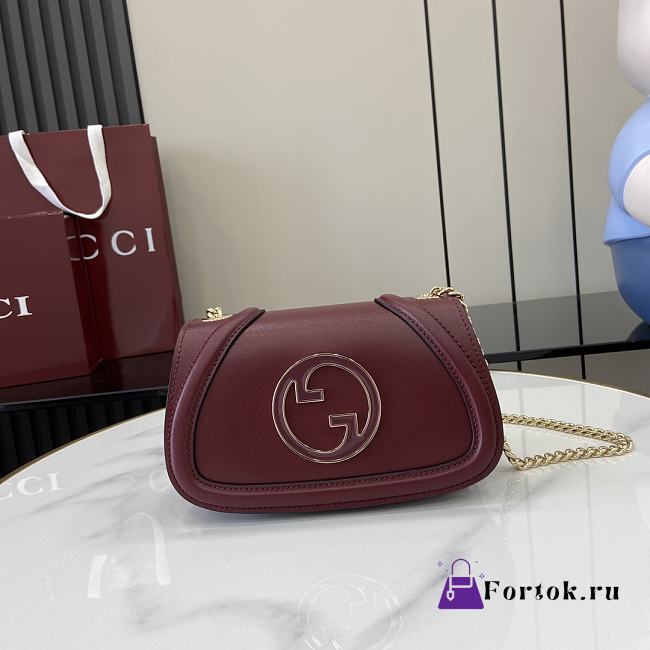 Fortok Gucci Blondie Shoulder Bag Rosso Ancora Red Leather 815711 21.5x11x8cm - 1
