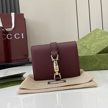 Fortok Gucci Jackie 1961 Card Case Wallet Burgundy 645536 11x8.5x3cm