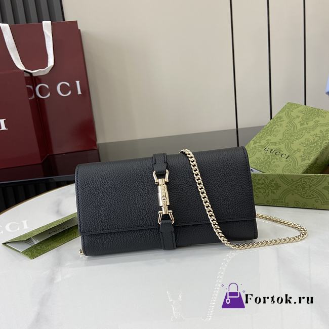 Fortok Gucci Jackie 1961 Chain Wallet Black 652681 19x11x3.5cm - 1